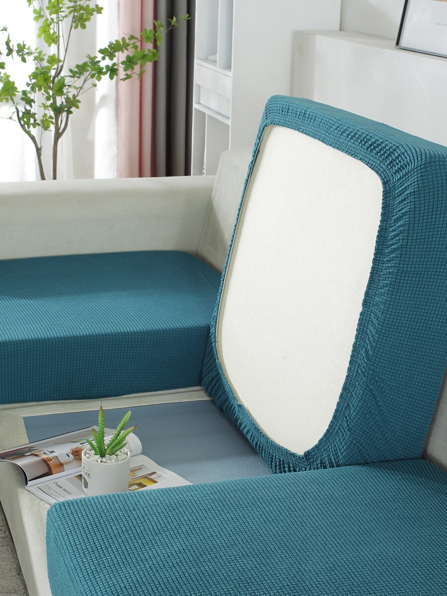 1pc Plaid Pattern Stretchy Sofa Seat Cover - Blue - View 1
