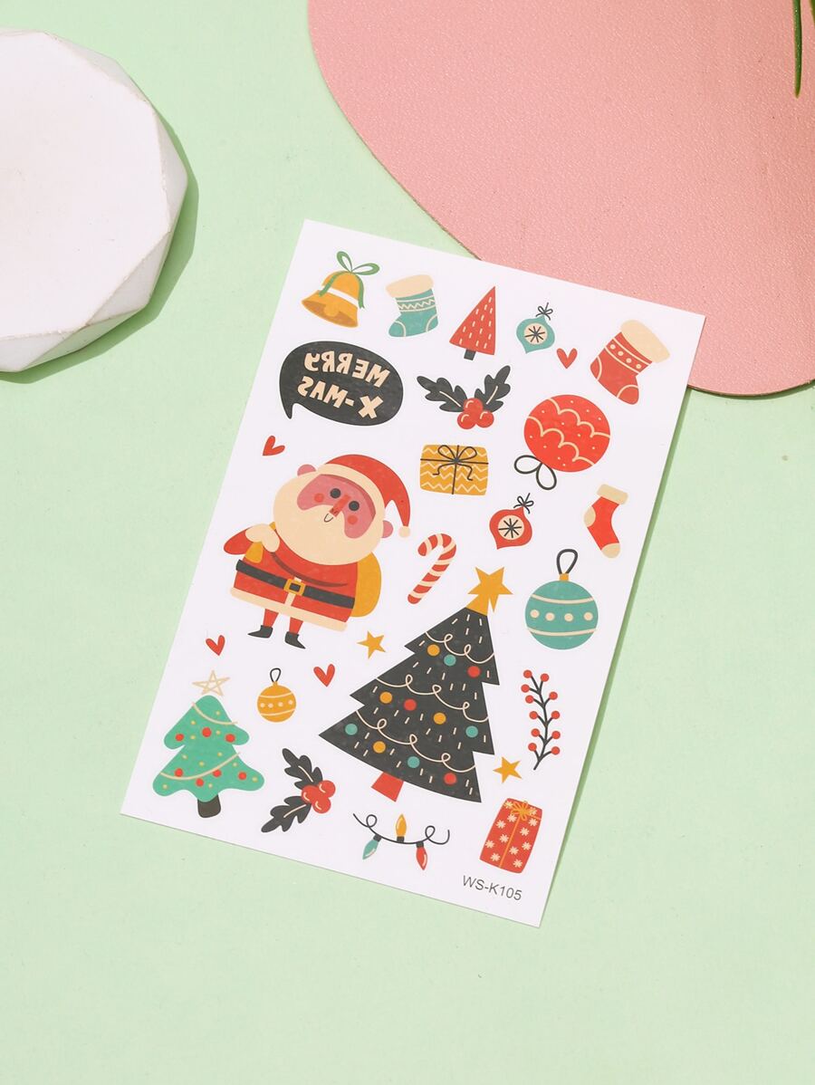 Pegatinas De Tatuajes Temporales Impermeables De Navidad