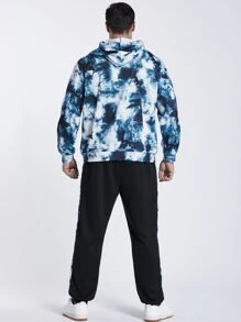 Manfinity Men Tie Dye Kangaroo Pocket Drawstring Hoodie & Joggers - Multicolor - View 2