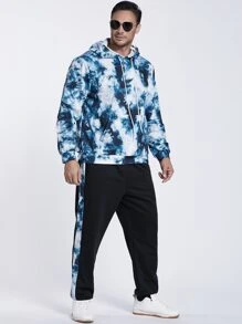 Manfinity Men Tie Dye Kangaroo Pocket Drawstring Hoodie & Joggers - Multicolor - View 4