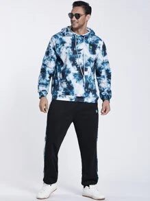 Manfinity Men Tie Dye Kangaroo Pocket Drawstring Hoodie & Joggers - Multicolor - View 7