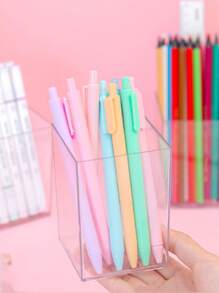 1pc E021 Acrylic Transparent Square Pen Holder 3.94*2.76in (10*7cm) - Clear - View 5