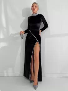 RueChic Robe fendu en velours
