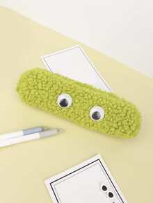 con dibujos animados con diseño de ojo de peluche Pluma Funda - Verde - Ver 4