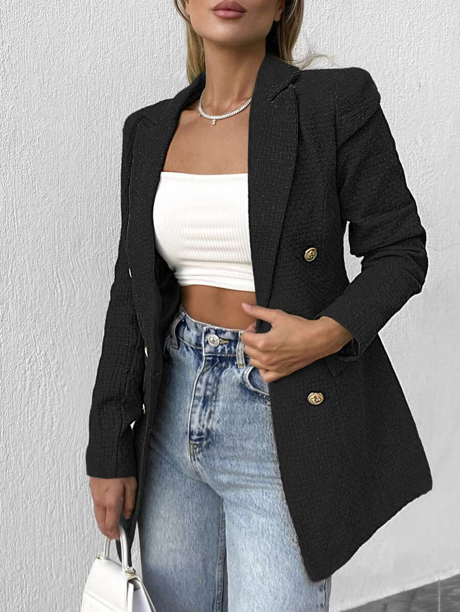 Double Breasted Lapel Neck Blazer