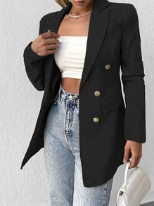 Double Breasted Lapel Neck Blazer