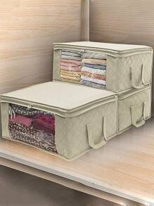 Di Động Quần Áo Túi Bảo Quản, Hộp Bảo Quản Phòng Ngủ Tủ Quần Áo Tổ Chức Cho Quần Áo Chăn Ủi Chăn Ga Gối - Màu be - Xem 2