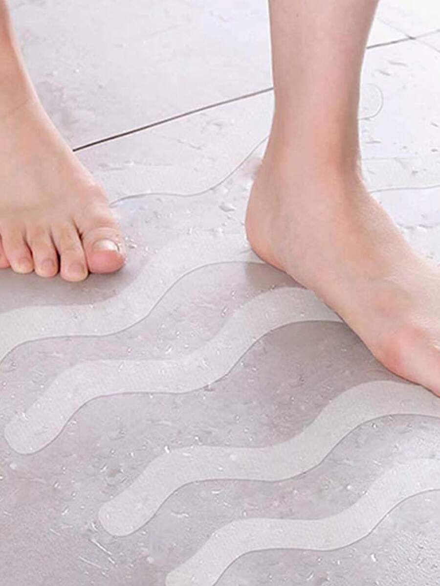 6 Cái/bộ PEVA Chống Trơn Trượt Tắm Gian Hàng Thảm Hiện Đại Họa Tiết Chevron An Toàn Tắm Treads Miếng Dán Cho Phòng Tắm - Trong sáng - Xem 1