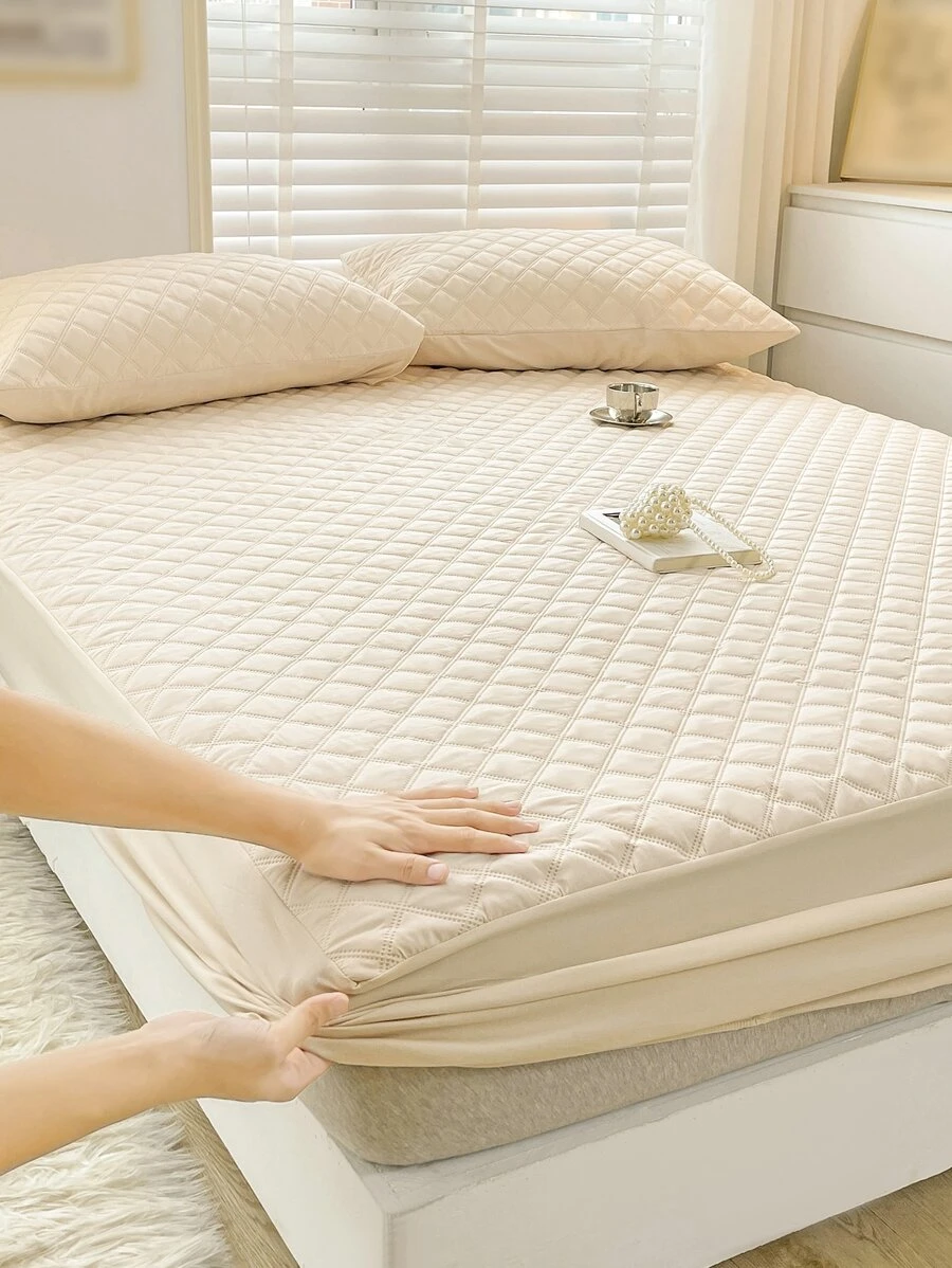 衍縫防水床笠套裝不附內芯 - 米色 - 查看 1