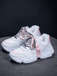 字母圖案前繫帶老爹鞋 - 白色 - 查看 4