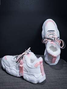 字母圖案前繫帶老爹鞋 - 白色 - 查看 5