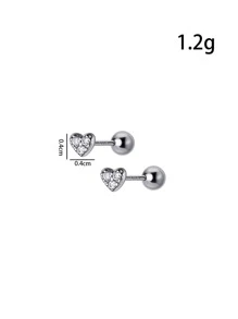 Hoa tai đinh tán thiết kế trái tim Rhinestone - Bạc - Xem 3