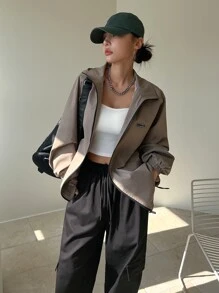 DAZY Cazadora con estampado de letra de manga raglán