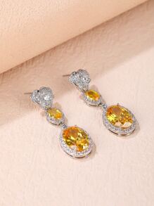 Cubic Zirconia Drop Earrings - Multicolor - View 1