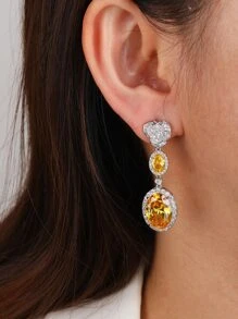 Cubic Zirconia Drop Earrings - Multicolor - View 4