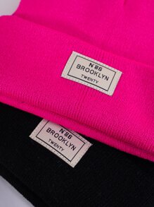 2pcs Women's Knit Hats With Label Casual Winter Fall - Multicolor - View 3