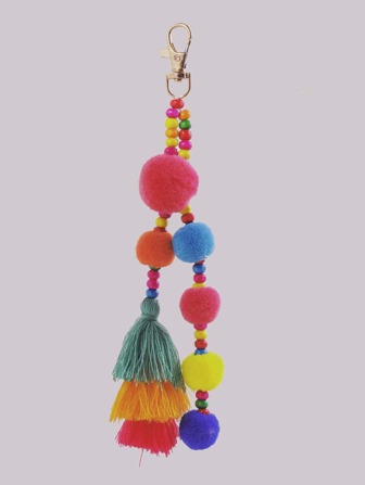 Pom Pom & Tassel Decor Bag Charm Pendant Boho Keyring Keychain For Women Bag Decor Key Holder Accessories Holiday Gift Bag Accessories Shoulder Bag Crossbody Bag Handle Bag Handbag Party Holiday Gift Birthday Valentine'S Day Stylish Fashion For Teen Girls Women College Students Teacher Accessories Decor Christians Tree Ornaments Key Chain Charms Key Lanyard Crochet