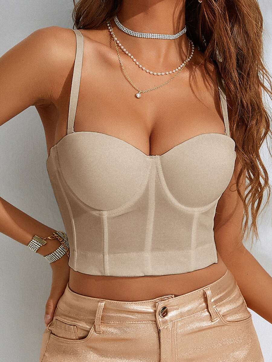 Apperloth A Solid Bustier Crop Cami Corset Top Sexy Music Festival