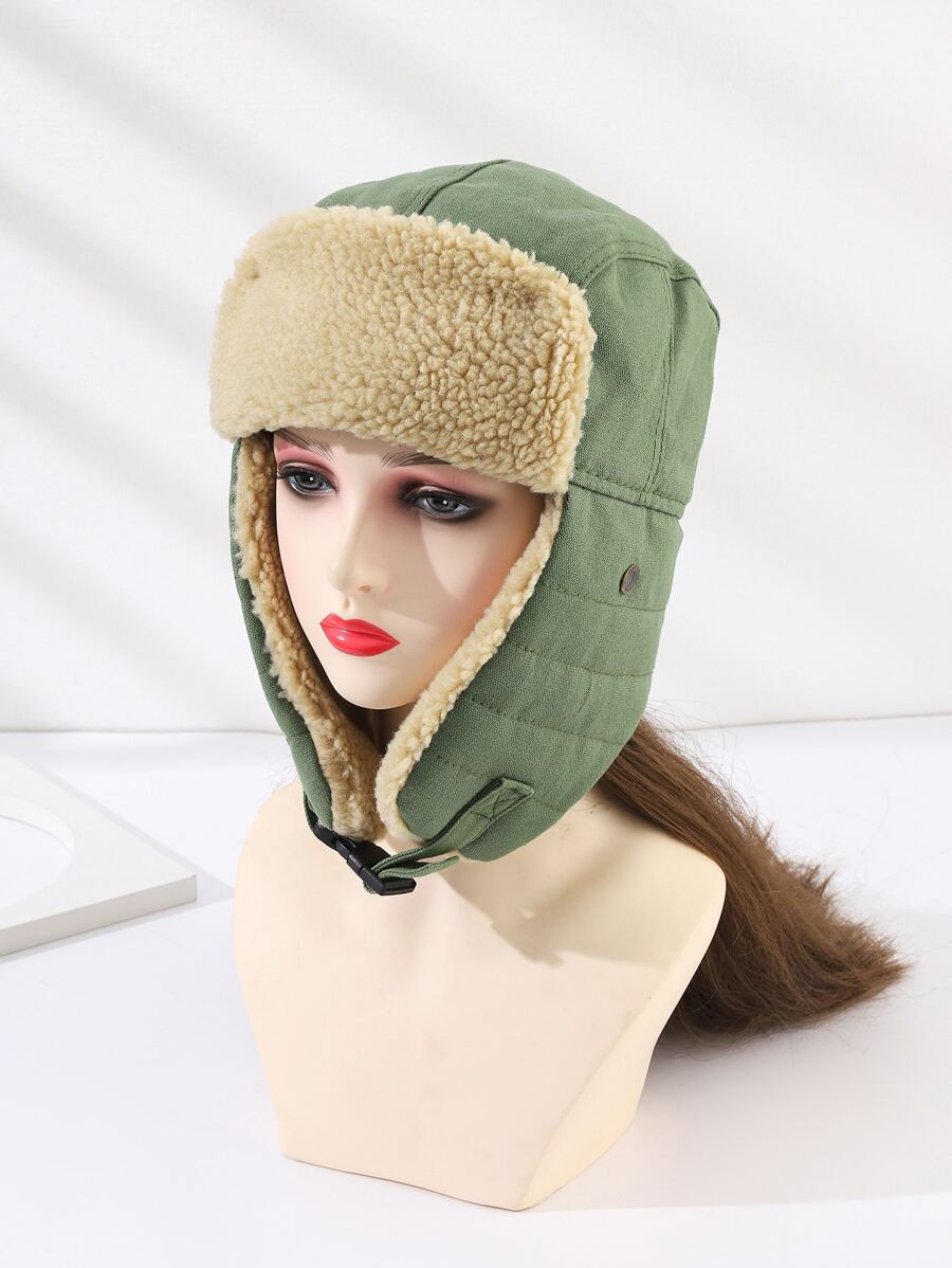 Solid Trapper Hat - Green - View 1