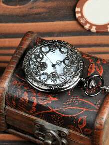 Gear Decor Quartz Pocket Watch - White - View 3