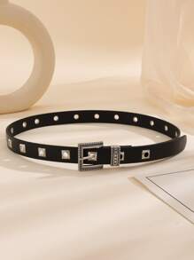 Cinturón con hebilla cuadrada - Negro - Ver 2