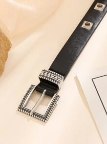 Cinturón con hebilla cuadrada - Negro - Ver 3