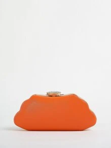 Bolso caja con diseño de diamante de imitación y perla artificial con cadena - Naranja - Ver 2