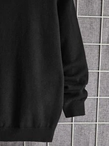 SHEIN Boys Japanese Letter & Figure Pattern Jumper - Black - View 7