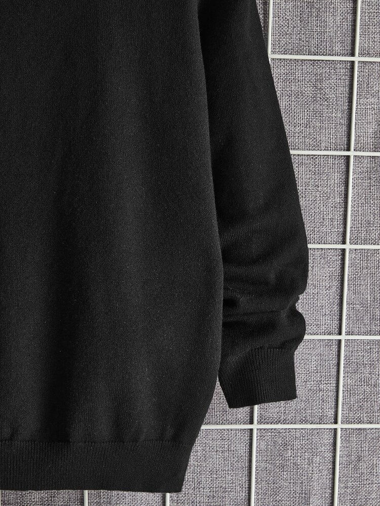 SHEIN 男孩日文圖案和人物圖案套頭毛衣 - 黑色 - 查看 7