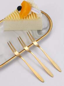 6 件不锈钢叉子，金色小水果叉，适用于甜点学校用品、圣诞礼物 - 金色 - 查看 3