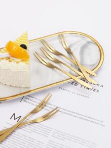 6 件不锈钢叉子，金色小水果叉，适用于甜点学校用品、圣诞礼物 - 金色 - 查看 4