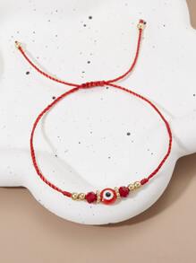 1條不對稱的眼睛設計麻繩手鍊 - 紅色 - 查看 2