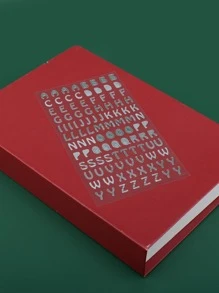 1 pieza Pegatina de color metálico con estampado de letra - Plateado - Ver 2