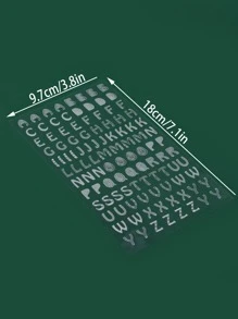 1 pieza Pegatina de color metálico con estampado de letra - Plateado - Ver 4