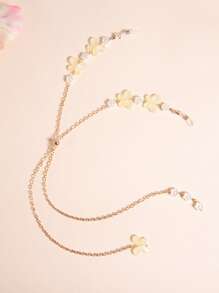 Butterfly & Flower Decor Face Covering Chain - Yellow - View 1