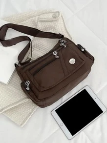 Túi Crossbody Nữ màu trơn Có thể điều chỉnh được Mát mẻ - màu nâu - Xem 2