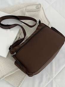 Túi Crossbody Nữ màu trơn Có thể điều chỉnh được Mát mẻ - màu nâu - Xem 3