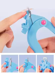 1pc Blue Nail Clipper, Adjustable Stainless Steel Nail Tip Cutter, Artificial Fake Nail Trimmer For False Nail Art Manicure Project, For Salon Home Nail Art Beauty Design Diy - Blue - View 5