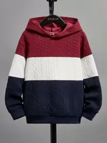 SHEIN Boys Colour Block Drop Shoulder Hoodie - Multicolor - View 1