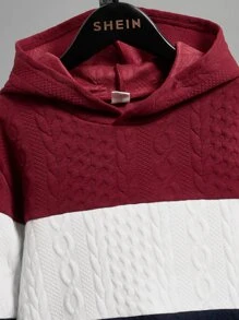 SHEIN Boys Colour Block Drop Shoulder Hoodie - Multicolor - View 3