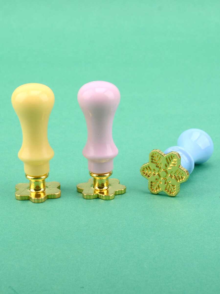 1pc Mô hình bông tuyết Con dấu sáp sơn mài lửa với tay cầm màu ngẫu nhiên - Nhiều màu - Xem 1