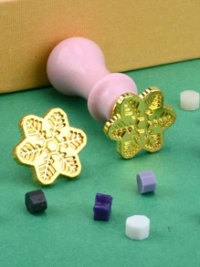 1pc Mô hình bông tuyết Con dấu sáp sơn mài lửa với tay cầm màu ngẫu nhiên - Nhiều màu - Xem 2