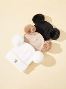 3pcs Baby Plush Ball Decor Hat - Multicolor - View 2