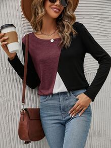 SHEIN LUNE Cut And Sew Tee - Multicolor - View 5