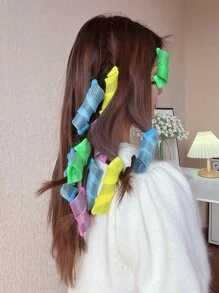 DAZY 18pcs Random Spiral Hair Curling Roller - Hot Pink - View 2