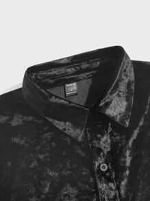 Manfinity AFTRDRK Hombres Camisa de terciopelo con botón delantero - Negro - Ver 9
