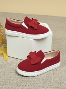 Niñas Zapatillas deportivas sin cordón con diseño de lazo - Rojo - Ver 2