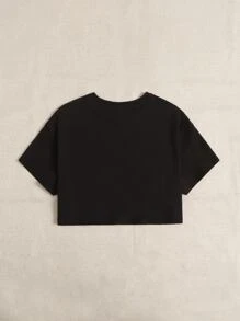 Creatorimage تي شيرت قصير بجرافيك دراجة نارية وعبارة منخفض الاكتاف