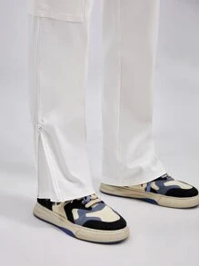 Manfinity Men Flap Pocket Split Hem Trousers - White - View 5