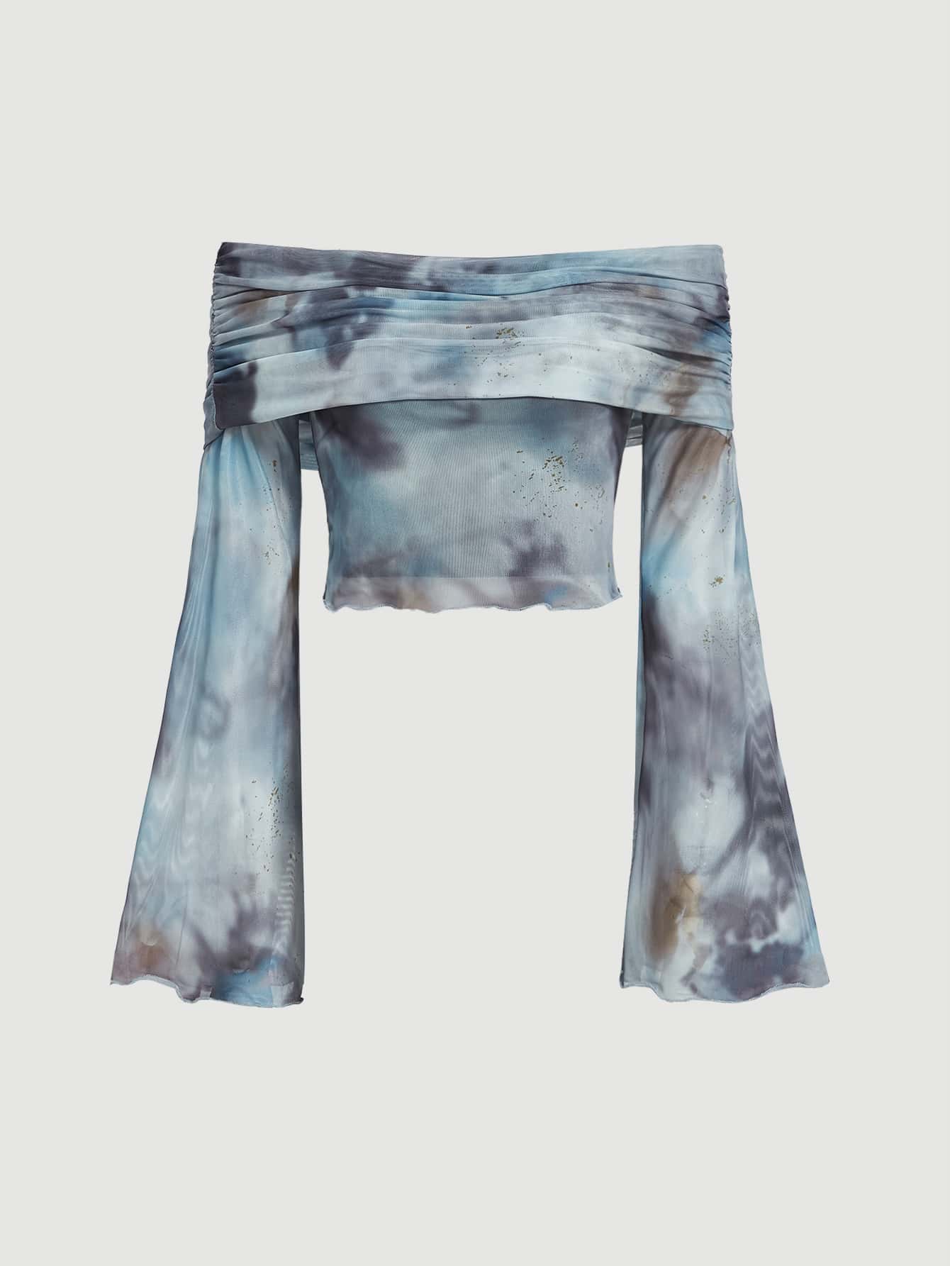 SHEIN MOD Tie Dye Off Shoulder Ruched Top - Multicolor - View 1